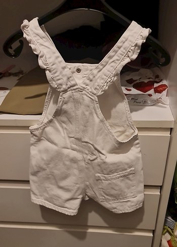 Zara Kız Çocuk Beyaz Keten Askılı Şort Tulum