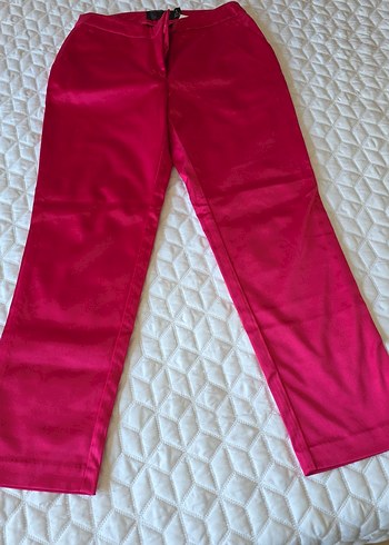 Pembe Parlak Pilili Kadın Kumaş Pantolon