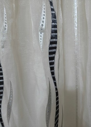 sıyah Çizgili Beyaz   tül - Görsel 2