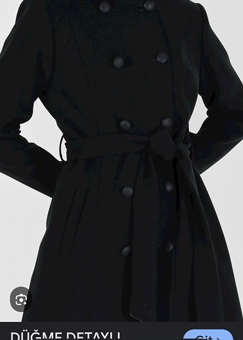 Kadın Siyah Kemerli Uzun Kaban - Görsel 2
