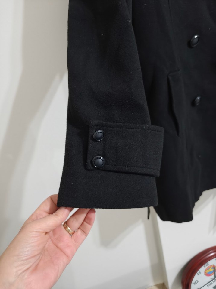 Kadın Siyah Kemerli Uzun Kaban - Görsel 3