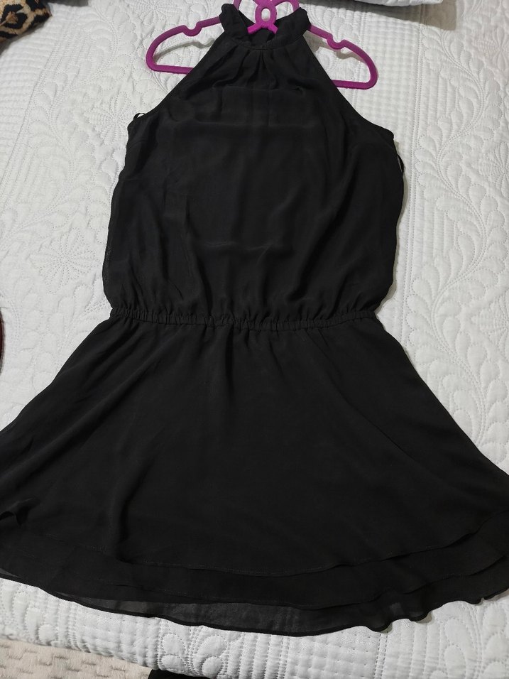 Siyah Mini Yüksek Yakalı Elbise - Görsel 2