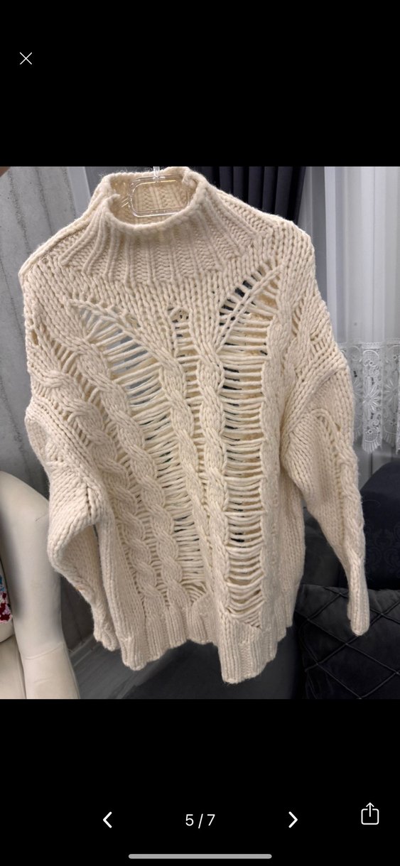 Zara Kadın Bej Örgü Boğazlı Kazak - Görsel 5