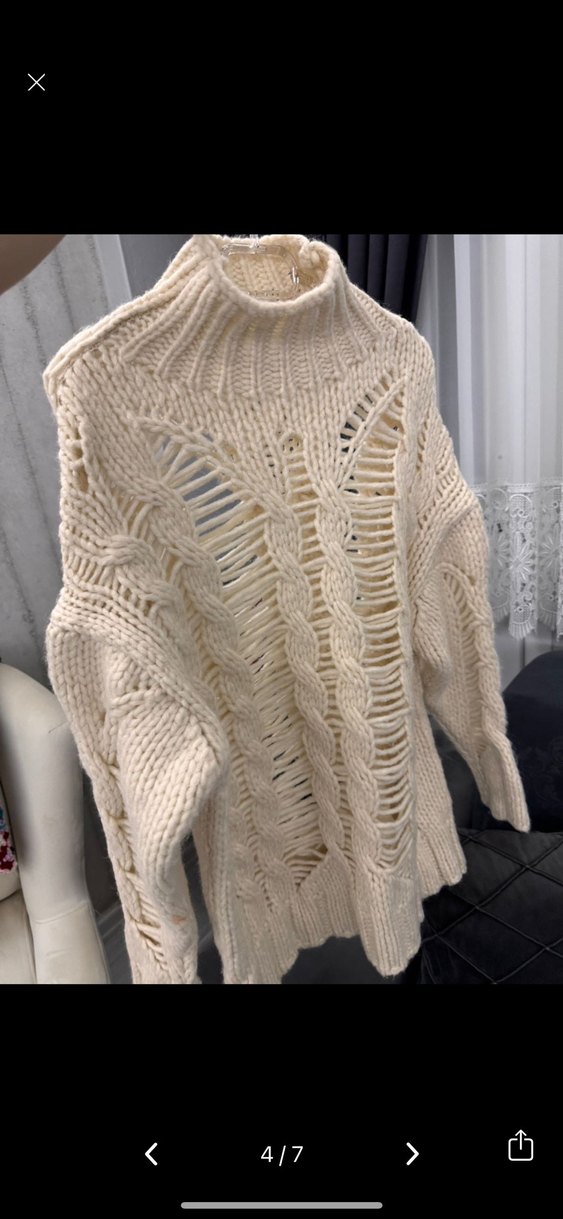 Zara Kadın Bej Örgü Boğazlı Kazak - Görsel 4