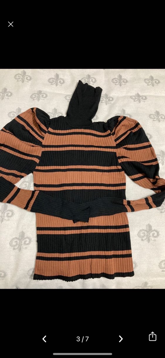 Zara Kahverengi Siyah Çizgili Balıkçı Yaka Kadın Kazak - Görsel 3