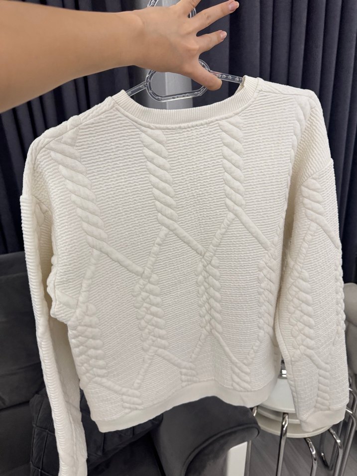 Zara Beyaz Örgü Kadın Kazak - Görsel 3