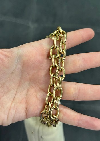 Bershka Zincir Detaylı Bej Süet Kadın Çanta - Görsel 8