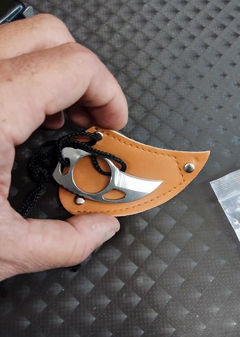 Kahverengi Kılıflı Mini Paslanmaz Çelik Bıçak - Görsel 2