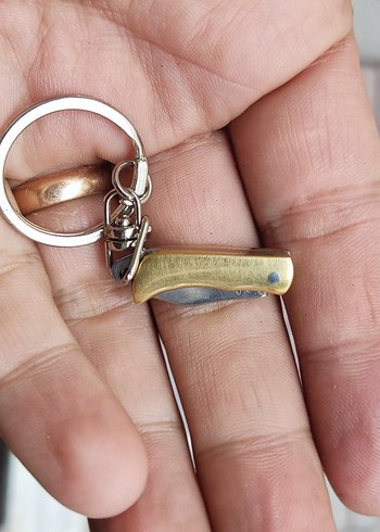Parlak Altın Renkli Mini Bıçak Anahtarlık - Görsel 4