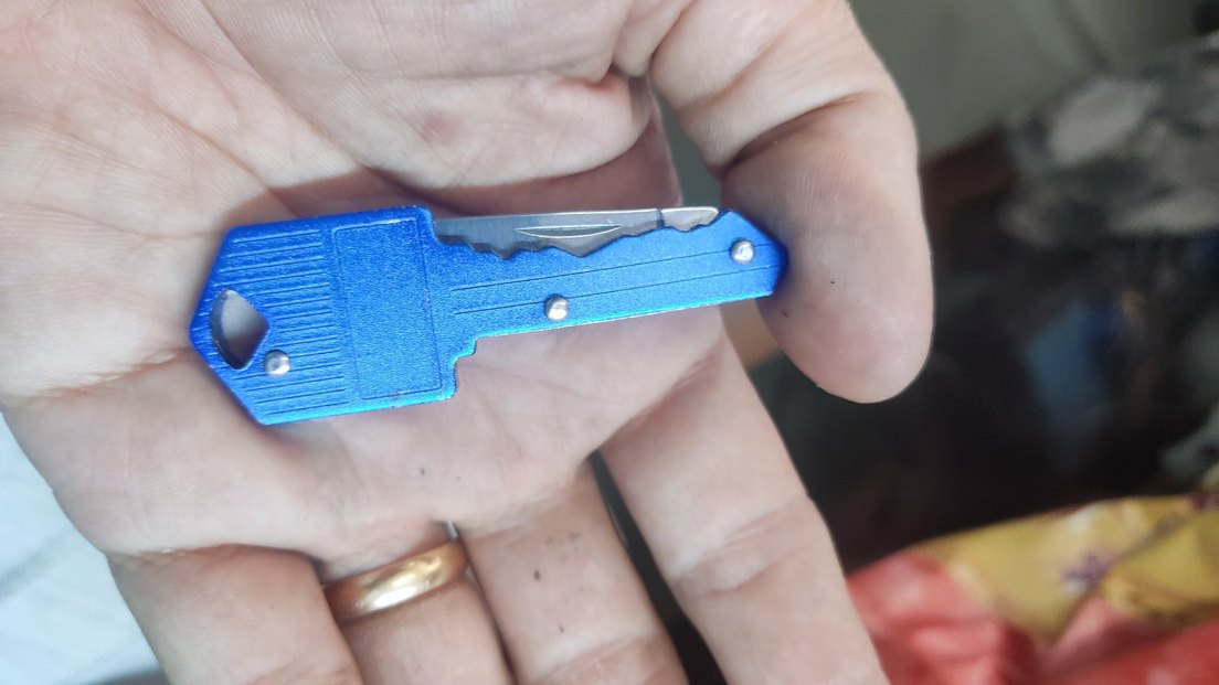 Mavi Renkli Anahtar Şeklinde Katlanabilir Bıçak - Görsel 4