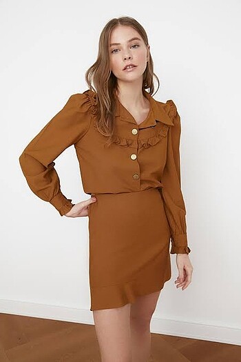 xs Beden camel Renk Trendyolmilla etek