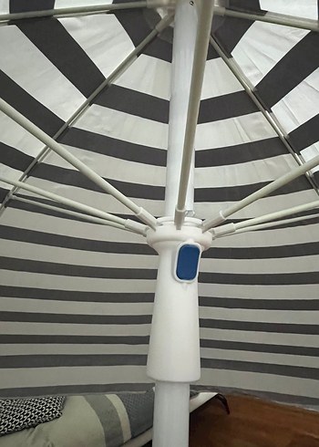 Beyaz Gri Çizgili Kadın Şemsiye - Görsel 3