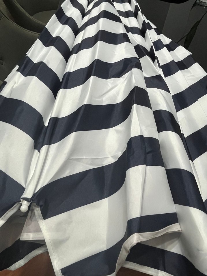 Beyaz Gri Çizgili Kadın Şemsiye - Görsel 4