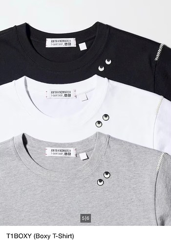 s Beden beyaz Renk Uniqlo ANYA HINDMARCH Beyaz Kısa Kollu Boxy Tişört