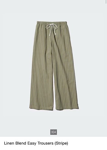 Uniqlo Uniqlo Çizgili Keten Rahat Pantolon