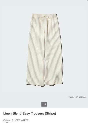 Uniqlo Çizgili Keten Rahat Pantolon