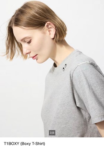 Uniqlo Uniqlo ANYA HINDMARCH Kadın Beyaz Kısa Kollu Boxy Tişört