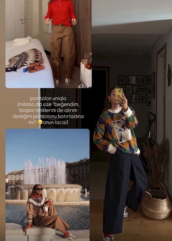 Lacivert Uniqlo Cotton Curve Ankle Trousers pantolon s beden - Görsel 2