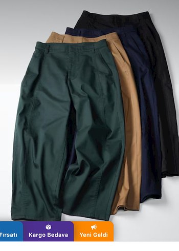 Lacivert Uniqlo Cotton Curve Ankle Trousers pantolon s beden - Görsel 6