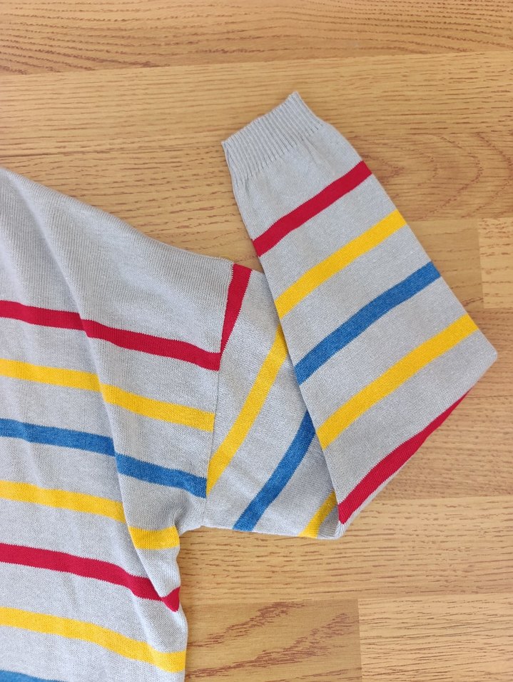 Gri Çizgili Örgü Kadın Kazak - Görsel 2