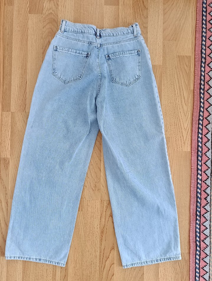 Yırtık Detaylı Gevşek Kesim Kadın Denim Pantolon - Görsel 2