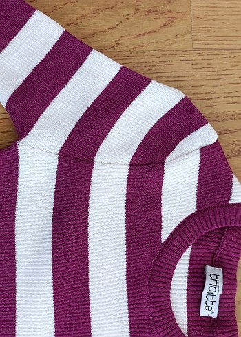 Mor Beyaz Çizgili Triko Hamile Elbisesi - Görsel 2