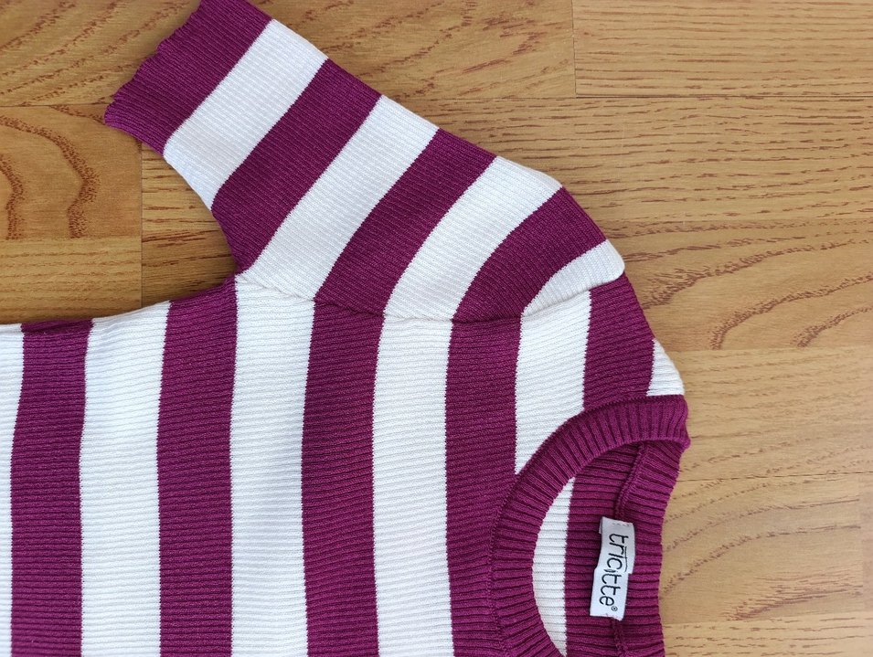 Mor Beyaz Çizgili Triko Hamile Elbisesi - Görsel 2