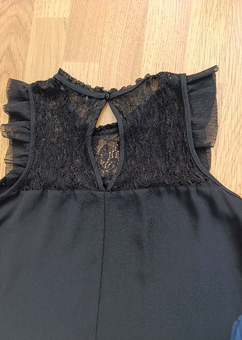 Kolsuz Lacivert Fırfırlı bluz , Midi Boy - Görsel 4