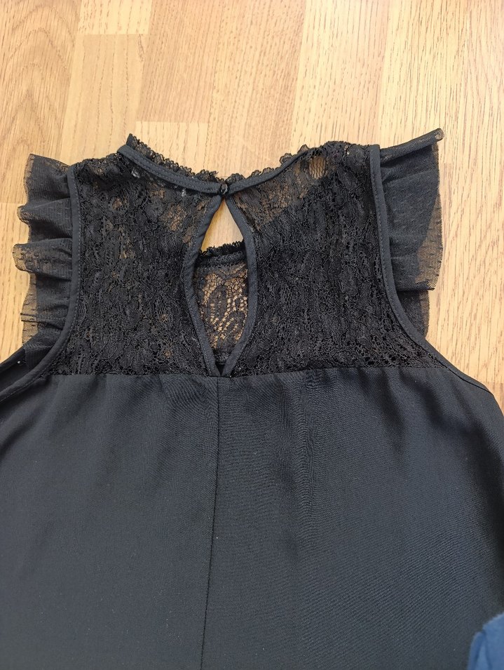 Kolsuz Lacivert Fırfırlı bluz , Midi Boy - Görsel 4