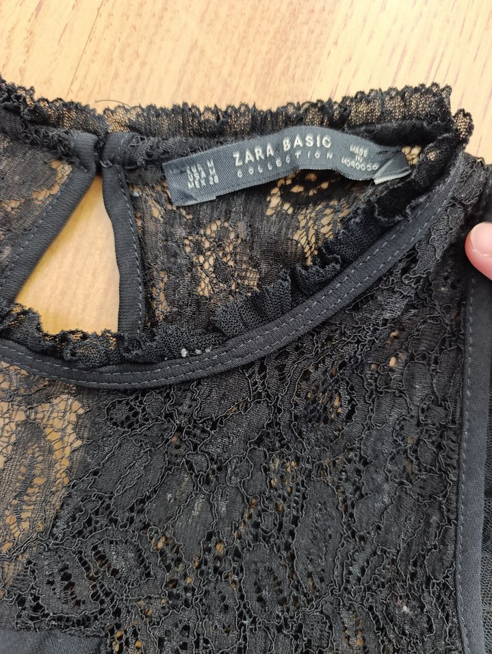 Kolsuz Lacivert Fırfırlı bluz , Midi Boy - Görsel 3