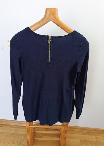 Lacivert Düğmeli Uzun Kollu Kadın Bluz - Görsel 3