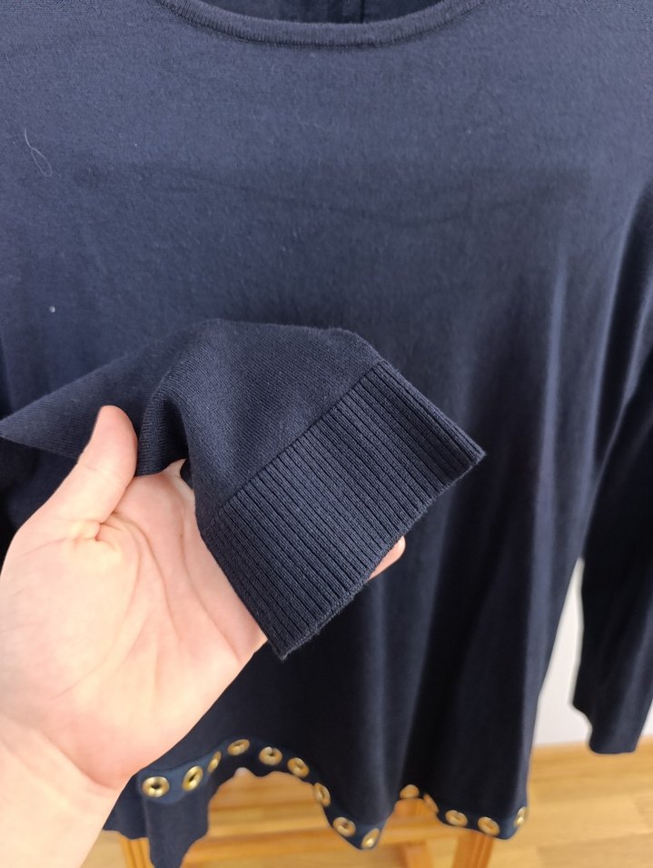 Lacivert Düğmeli Uzun Kollu Kadın Bluz - Görsel 5