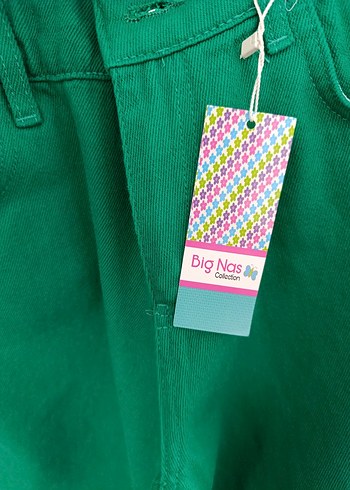 Yeşil Midi Geniş Kesim Kadın Kot Pantolon - Görsel 4