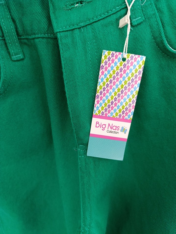 Yeşil Midi Geniş Kesim Kadın Kot Pantolon - Görsel 4