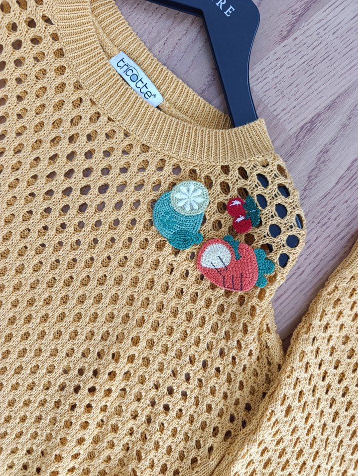 Nakışlı Sarı Kadın Triko Kazak - Görsel 2