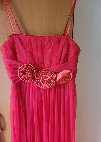 Drapeli Pembe Straplez Uzun Hamile Abiyesi - Görsel 3