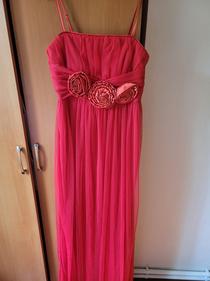 Drapeli Pembe Straplez Uzun Hamile Abiyesi - Görsel 2