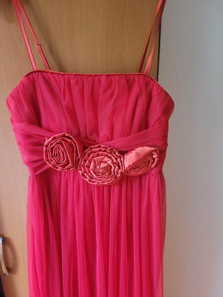 Drapeli Pembe Straplez Uzun Hamile Abiyesi - Görsel 3