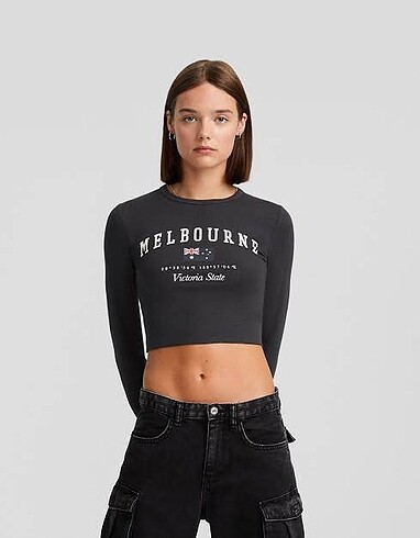 Bershka bershka uzun kollu crop