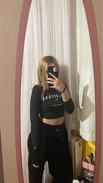 bershka uzun kollu crop