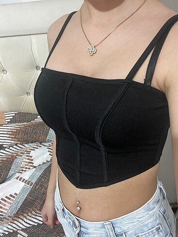 Zara Siyah korse crop