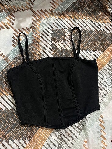xs Beden Siyah korse crop