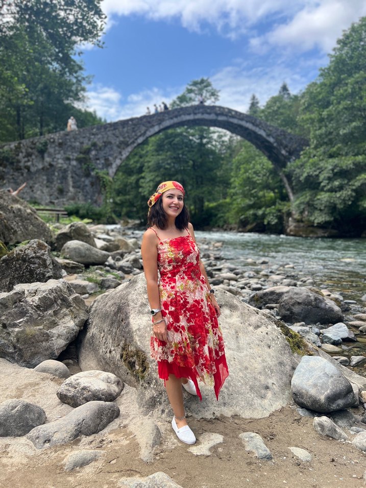 Kırmızı Bağlamalı Midi Bohem Elbise - Görsel 5