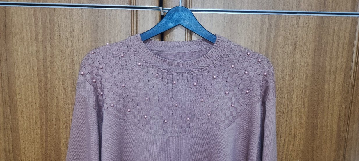 İnci Detaylı Uzun Kollu Triko Kazak - Görsel 5