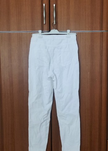 Beyaz Kadın Kot Pantolon - Görsel 5