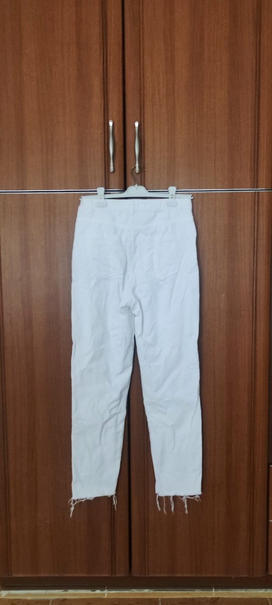 Beyaz Kadın Kot Pantolon - Görsel 5