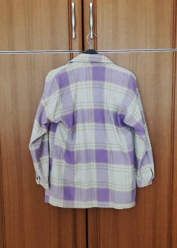 Mor Ekoseli Düğmeli Kadın Gömlek - Görsel 5