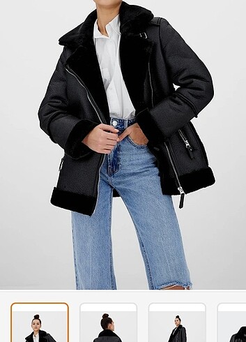 m Beden siyah Renk Stradivarius biker mont