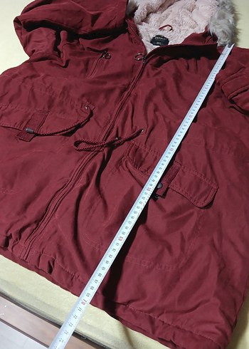 Bordo Fermuarlı Midi Kadın Mont - Görsel 4