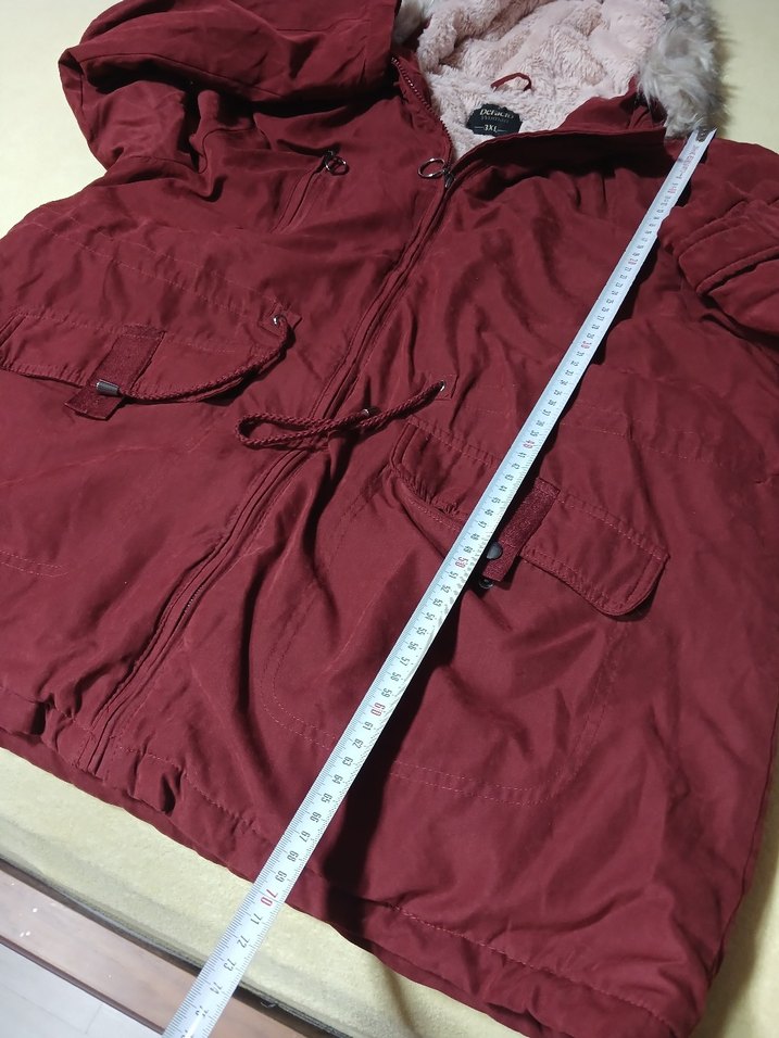 Bordo Fermuarlı Midi Kadın Mont - Görsel 4